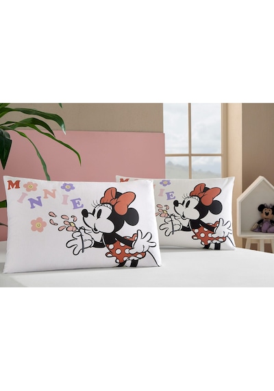 Özdilek Minnie Flowers Disney Lisanslı 2'li Yastık Kılıfı Beyaz