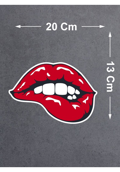 Sexy Dudak Isıran Sticker - Araba Oto Motosiklet Karavan Sticker - 00040 20x13 Cm