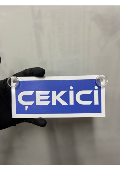 Mavi Renk Üzeri Beyaz Renk Çekici Yazılı Vantuzlu Cam Süsü