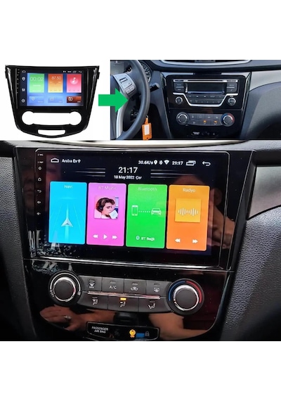 Nissan Qashqai Dijital Klima Android Multimedya Sistemi 4-64 Clarion 2014-2021 9"