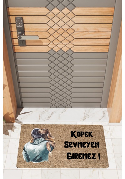 Rugmood Modern Dijtal Baskı Köpek Sevmeyen Giremez2 Kapı Önü Paspası Çok Renkli