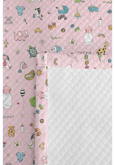 Evimde Bambaşka Pembe Pastel Oyuncak Kız Çocuk Pike Takımı - Sevimli Bebek Odası Mevsimlik Yatak Örtüsü - 160x220  CM