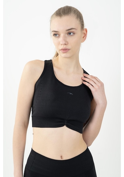 Maraton Active Slimfit Kadın Atlet Yaka Kolsuz Koşu Siyah Bra 813090-Siyah