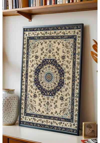 Premium Osmanlı Lacivert Madalyon Motifli Çerçeveli Tablo - Lüks Ramazan Serisi Klasik Duvar Dekoru Siyah Premium Osmanlı Lacivert Madalyon Motifli Çerçeveli Tablo - Lüks Ramazan Serisi Klasik Duvar Dekoru Siyah
