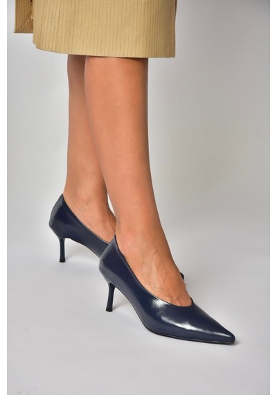Fox Shoes Z676026060 Lacivert Rustik İnce Topuklu Kadın Stiletto Ayakkabı