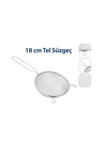 Enfa Enf-1295 18 Cm Tel Süzgeç - Metal Saplı, Kulaklı