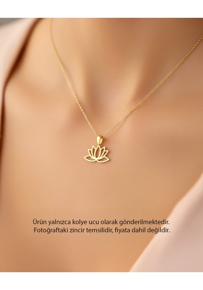 Sade Küçük Lotus Çiçeği 14 Ayar Altın Kolye Ucu
