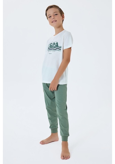 U.S. Polo Assn. Erkek Çocuk Kısa Kollu Pijama Takım Bej-2311 Bej