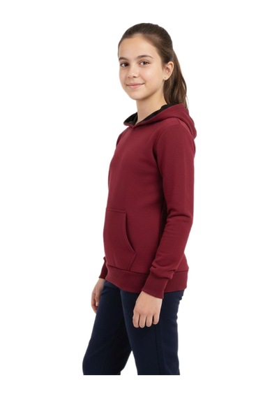 Çocuk Bordo Kapüşonlu Cepli 3 İplik Kız Erkek Sweatshirt Bgl-st05004 Bordo