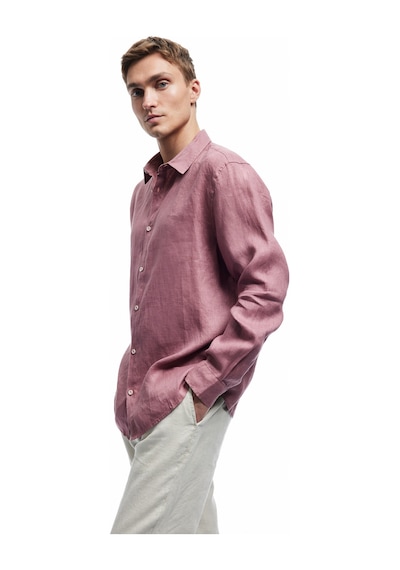 Koton Klasik Yaka Regular Fit Uzun Kollu Keten Gömlek Pembe 5sam60172hw Gül