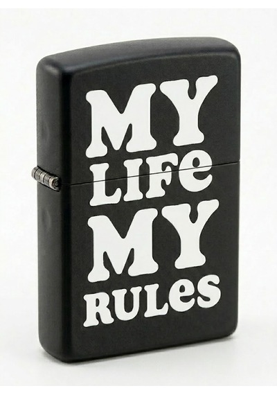 Zippo My Life My Rules - Benim Hayatım Benim Kurallarım Dizayn Çakmak Siyah