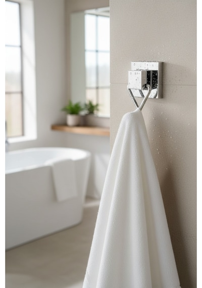 Tekno Tel Ef-237 Krom Tekli Askı Bornozluk Yapışkanlı/vidalı Deliksiz Metal Banyo Askılığı Parlak Krom