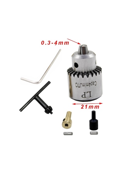 Motor için Anahtar Sıkmalı Mini Mandrel 4 MM Mandren 5-3.2 MM Kapli