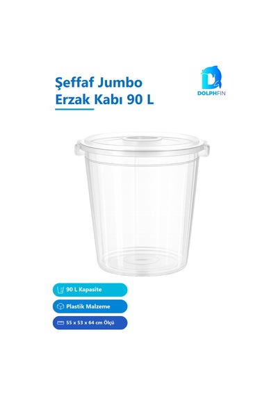 Şeffaf Büyük Erzak Kabı 90 L Plastik Saklama Kabı