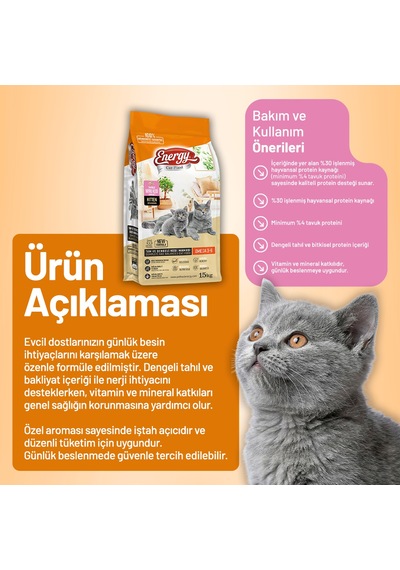 Tavuklu Yavru Kedi Maması 15 Kg - 2 Adet