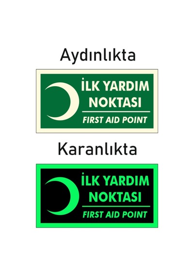 Fotolümen Fosforlu Ilk Yardım Noktası Yön Levhası
