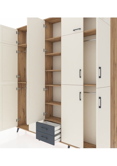 Arges Dolap 10 Raflı 2 Çekmeceli 4 Askılı 220x30x243 Çam-aytaşı/antrasit Aytası/antrasıt Arges Dolap 10 Raflı 2 Çekmeceli 4 Askılı 220x30x243 Çam-aytaşı/antrasit Aytası/antrasıt