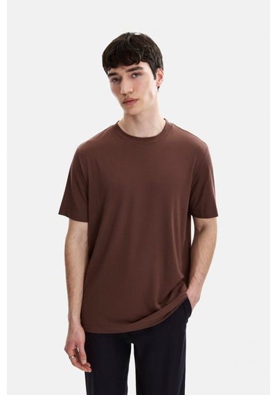 Backandbond Kahve Regular Fit Bisiklet Yaka Tişört