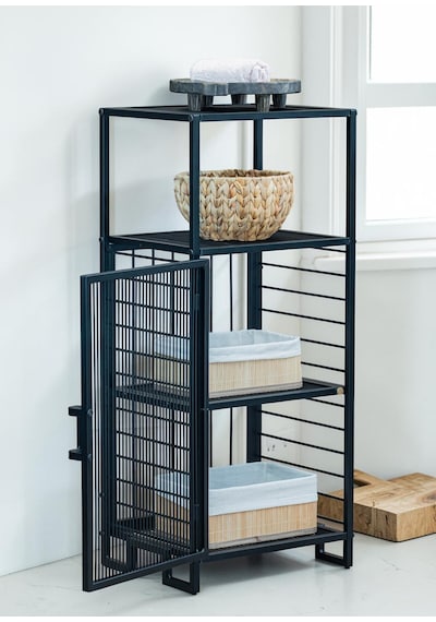 Dekoratif Metal Çok Amaçlı Dolap 4 Raflı Organizer Siyah Dekoratif Metal Çok Amaçlı Dolap 4 Raflı Organizer Siyah