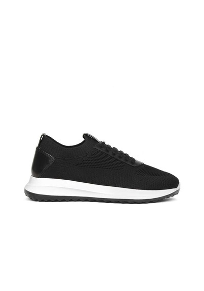 Erkek Siyah Kalın Tabanlı Deri Sneaker