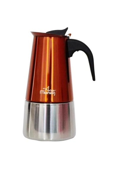 Any Morning Fe001-6 Espresso Kahve Makinesi Paslanmaz Çelik İndüksiyonlu Moka Pot 300 Ml Bakır