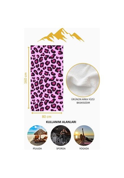 Dijital Baskı Plaj Deniz Havlusu Leoparlı Desen Peştamal Hvl0014 Renkli