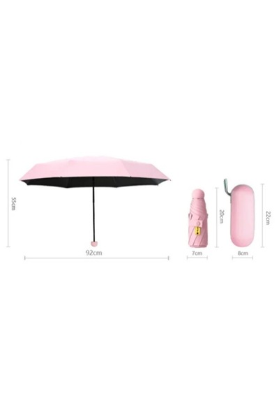 Çantalı Kapsül Şemsiye 20 Cm Mini Cep Boy Su Geçirmez Kılıflı Katlanabilir Şemsiye Çok Renkli