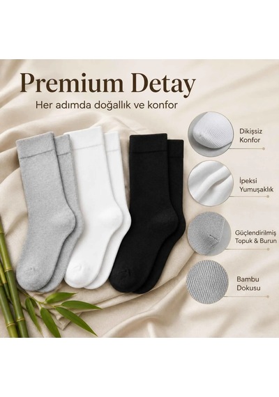 Genel Erkek Bambu Soket Çorap 6 Lı Paket, Dikişsiz Parfümlü Nefes Alan Yumuşak N Çok Renkli 6'lı / 39-44