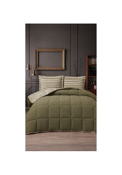 Çift Kişilik Uyku Seti Sherpa Comforter Haki