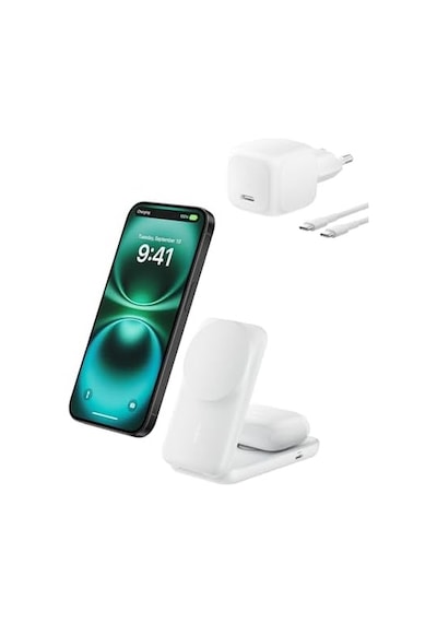Ultracharge Magsafe Uyumlu 2 Si 1 Arada Qi2 25w Kablosuz Şarj İstasyonu, İphone 17, Airpods, Pixelsnap, Dönüştürülebilir Masaüstü Standı, Usb-c Portlu, 45w Adaptör, Beyaz