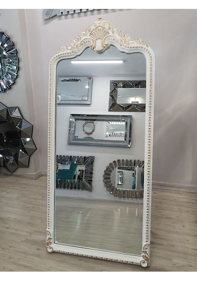 Ayna Denizi Princess White Gold Model Beyaz Altın Renk Dekoratif Ayaklı Boy Aynası Beyaz - Altın