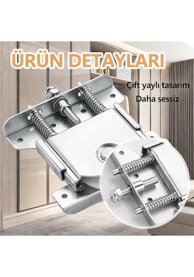 Sürgülü Dolap Kapak Mekanizması Tekerleği 80 Kg Kapasiteli Gardırop Vestiyer Sürme Kapı Makara Beyaz