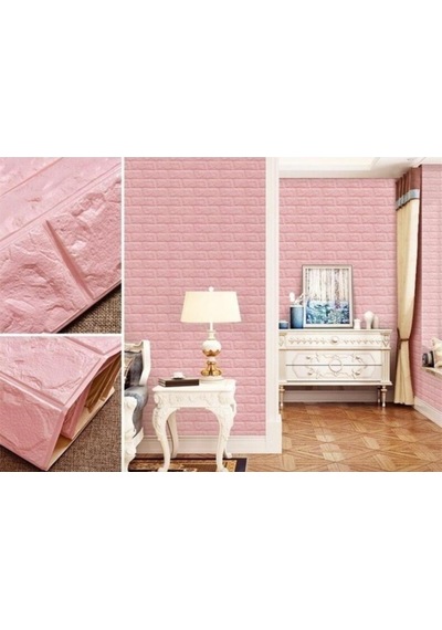 Kız Çocuk ve Yatak Odası Pembe Yapışkanlı Panel 3D Duvar Kağıdı