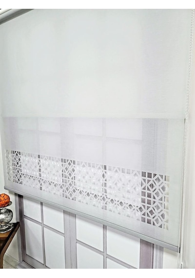Bbb Çift Mekanizmalı Lazer Kesim Tül Ve Stor Perde Mlty1002 Gri