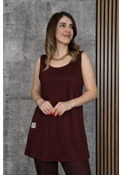Efnaz Style Kadın Askılı Yuvarlak Yaka Viskon Iki Iplik Bluz Ve Eşofman Altı Ikili Takım Kahve