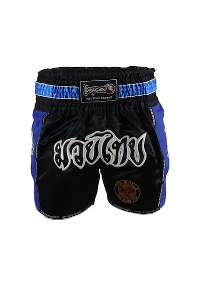 Dragondo Mt3018 Muaythai Şortu Nakışlı Muay Thai Şortu Mavi - Siyah