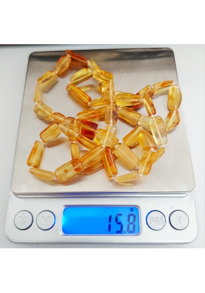 Kehribar Yetişkin Kolye 70 Cm Uzunluğunda-15.8 Gr Sarı - Turuncu