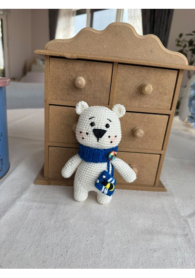 Amigurumi Çantalı Minik Kutup Ayısı 16 Cm