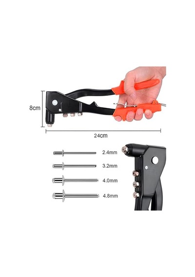 Perçin Tabancası Ergonomik Saplı Dayanıklı Metal Gövde 24 Cm Profesyonel El Aleti
