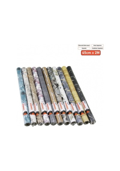 Desenli Folyo Duvar Kağıdı - 2 M X 45 Cm - Karışık Desenler - Kendinden Yapışkanlı Renkli