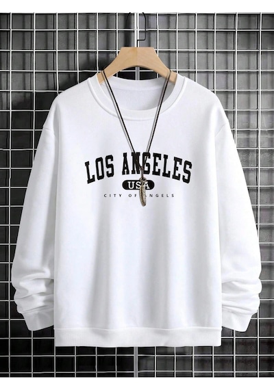 Startmore Adrift Manfinity Sporsity Letter Graphic Drop Shoulder Sweatshirt Beyaz Beyaz