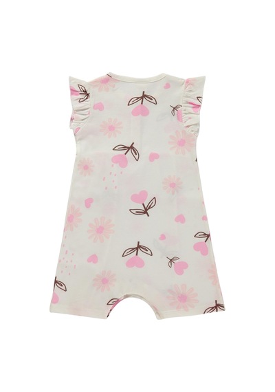Civil Baby Kalp Çiçek Empirme 6-18 Ay Tulum - Ekru
