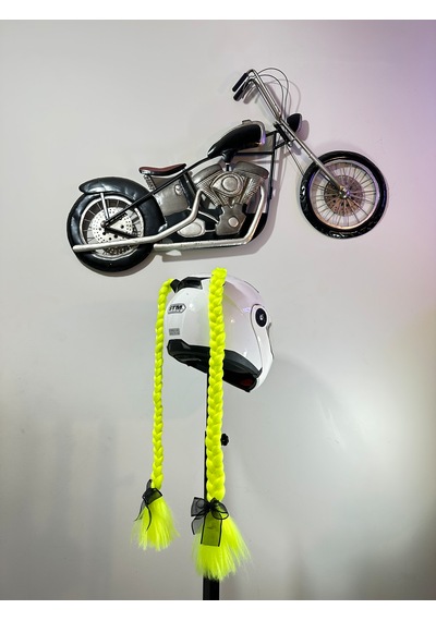 Motor & Motosiklet Uyumlu Neon Sarı Çift Örgülü Saç Kask Dış Aksesuarı Diğer