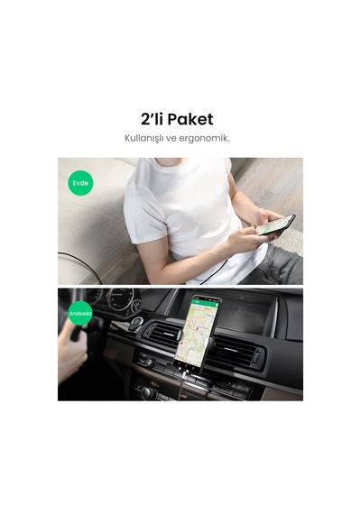 Ugreen Usb 2.0 A To Micro Usb Örgülü Hızlı Şarj Kablosu, 1m, Siyah, 60146