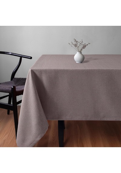 Fabric Design Keten Dokulu Masa Örtüsü Açık Vizon, 140x140 Çok Renkli