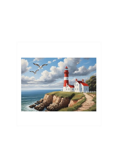 Deniz Feneri Manzarası Art Mdf Tablo