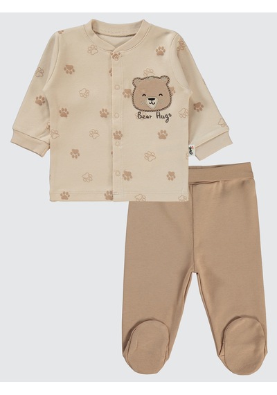 Civil Baby Erkek Bebek Pijama Takımı 1-6 Ay Fildişi Fil Dişi
