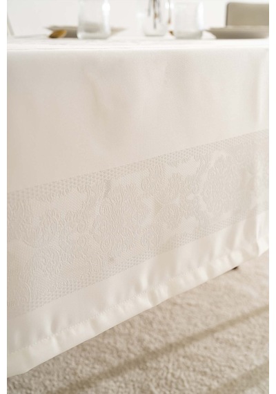 Rivaistanbul Jumbo Jakar Krem Sıvı İtici Leke Tutmaz Masa Örtüsü 160x220 Cm Krem
