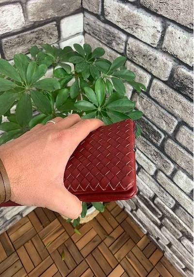 Guard El Örgüsü Küçük Boy Kırmızı Hakiki Deri Kadın Çantası P2271 Kırmızı