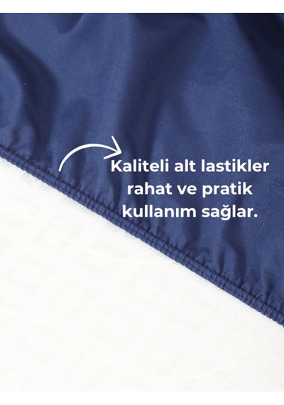 Lacivert Lastikli Çarşaf Takımı Fitted Pamuklu Kumaş Yastık Kılıflı